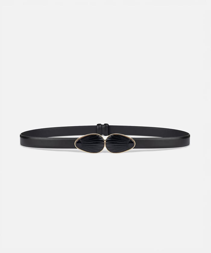 Double-Buckle Leather-Effect Belt
