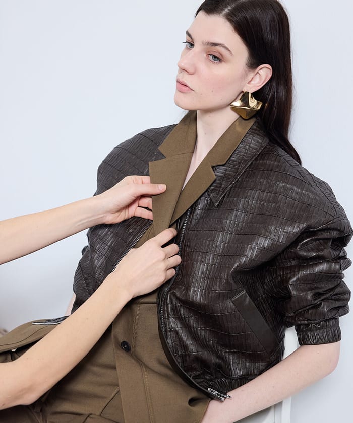 Leather-Effect Textured Coat