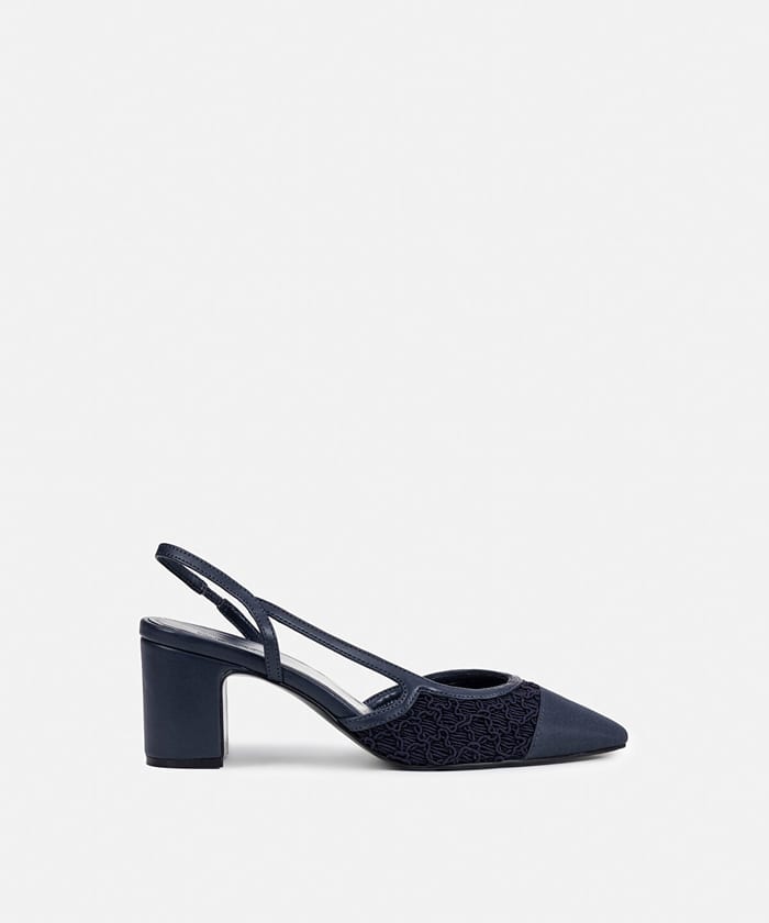 Contrast-Textured Slingback Heels