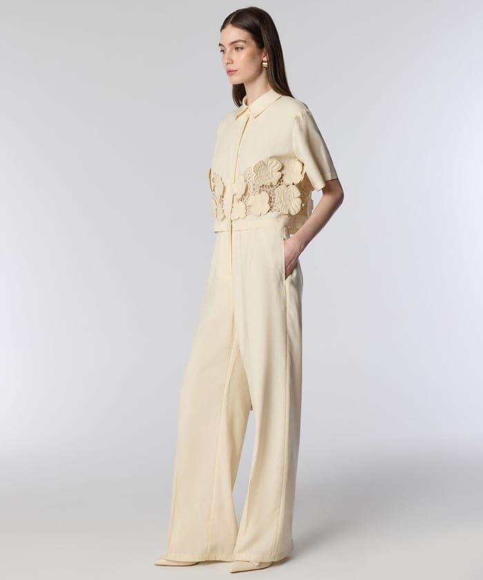 Floral Applique Wide Leg Jumpsuit