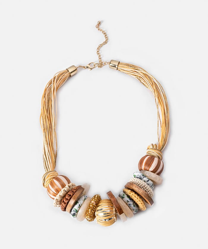 Mixed Element Raffia Necklace