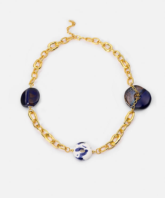 Mixed Stone Chain Necklace