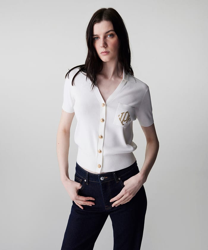Monogram Embroidered Knit Top