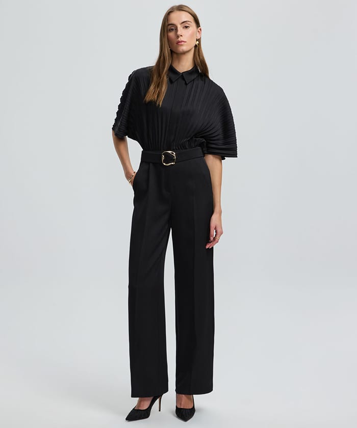 Pleated Wide-Leg Jumpsuit