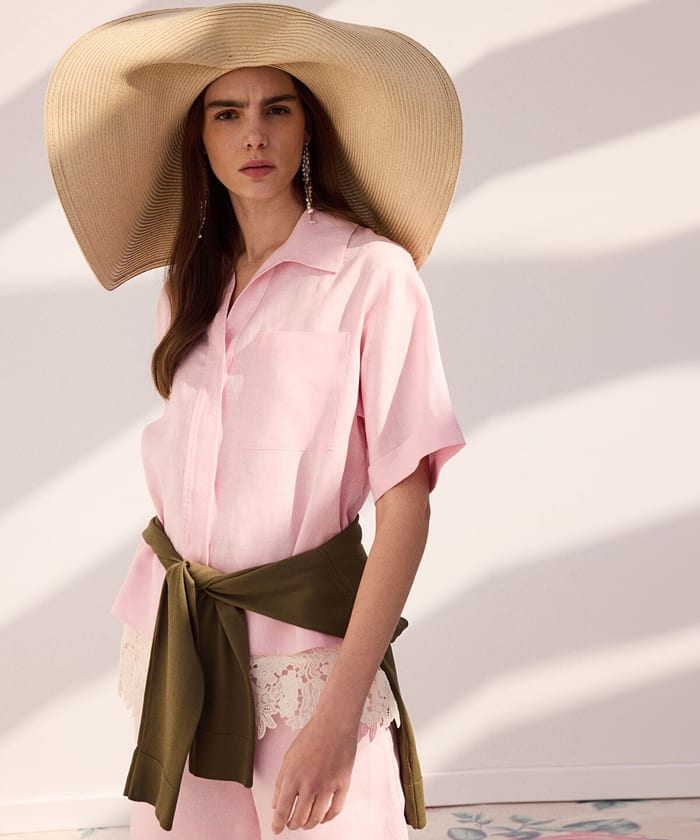 Single-Pocket Linen Blouse
